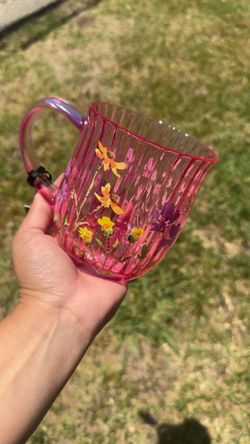 Pink glass mug