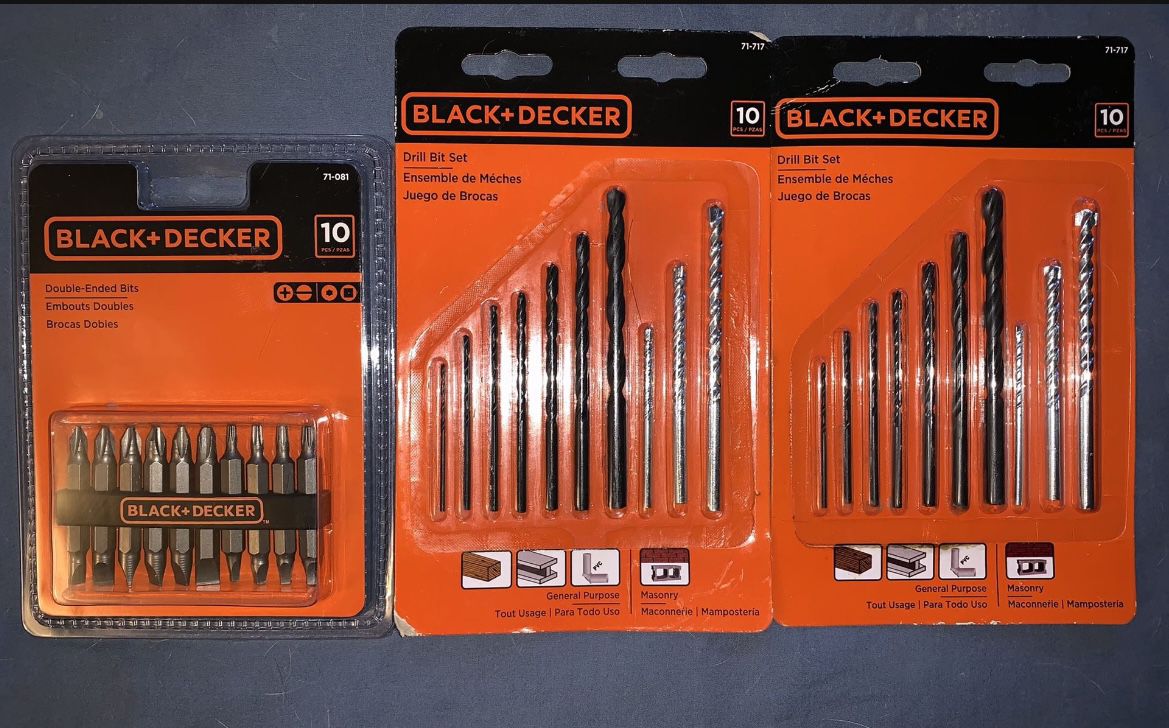 BLACK+DECKER 71-717 10pc Black Oxide & Masonry Drill Bit Set 