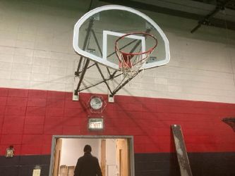 Indoor Basketball court and scoreboard