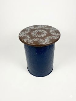 Metal Storage Stool with Removable Wooden Lid