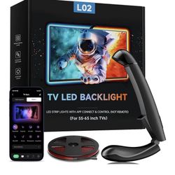 **Brand New** TV LED Backlight with Sensor, 14.7ft Cuttable RGB Strip Lights for 55-65 Inch Screen & PC Monitor, Smart App Control, Game and Music Syn