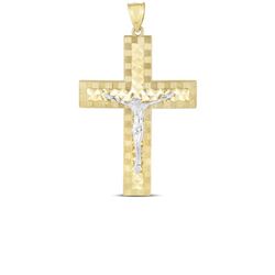 Luxury 14K Two-Tone Gold Diamond Cut Pendant | Yellow & White Gold | High Polish