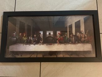 Batman last supper with villains signed by Nathan Szerdy