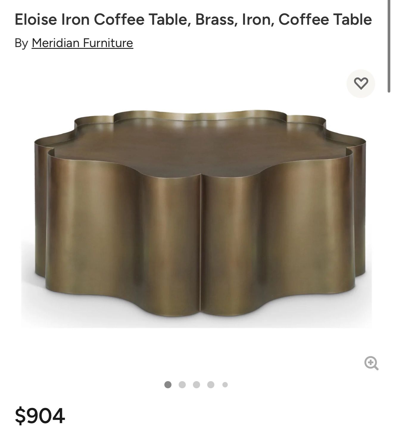 Eloise Iron Coffee Table, Brass Iron Coffee Table