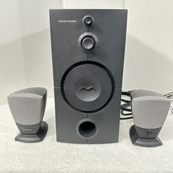 Harman Kardon Powered Speaker System—Subwoofer and Two Satellite Speakers—Great for Computers, Gaming, Smartphones , anything that has a 1/8” miniplug