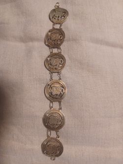 Peruvian Coin Bracelet  Late 1800s To Early 1909s Currency 