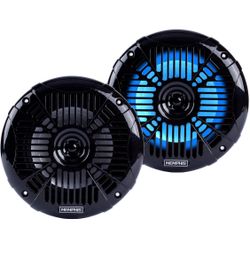 Memphis MXA602SLB MXA OEM Fit 6.5" Marine Grade Coaxial Speakers, Black with Blue LED - Pair