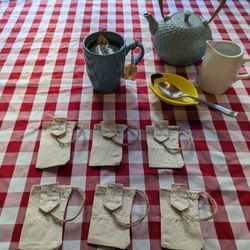 Handmade Tea Bag Reusable 100% Natural. Gift. Christmas. Set Of 6 