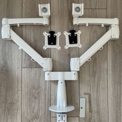White Dual Arm Monitor For Desktop 
