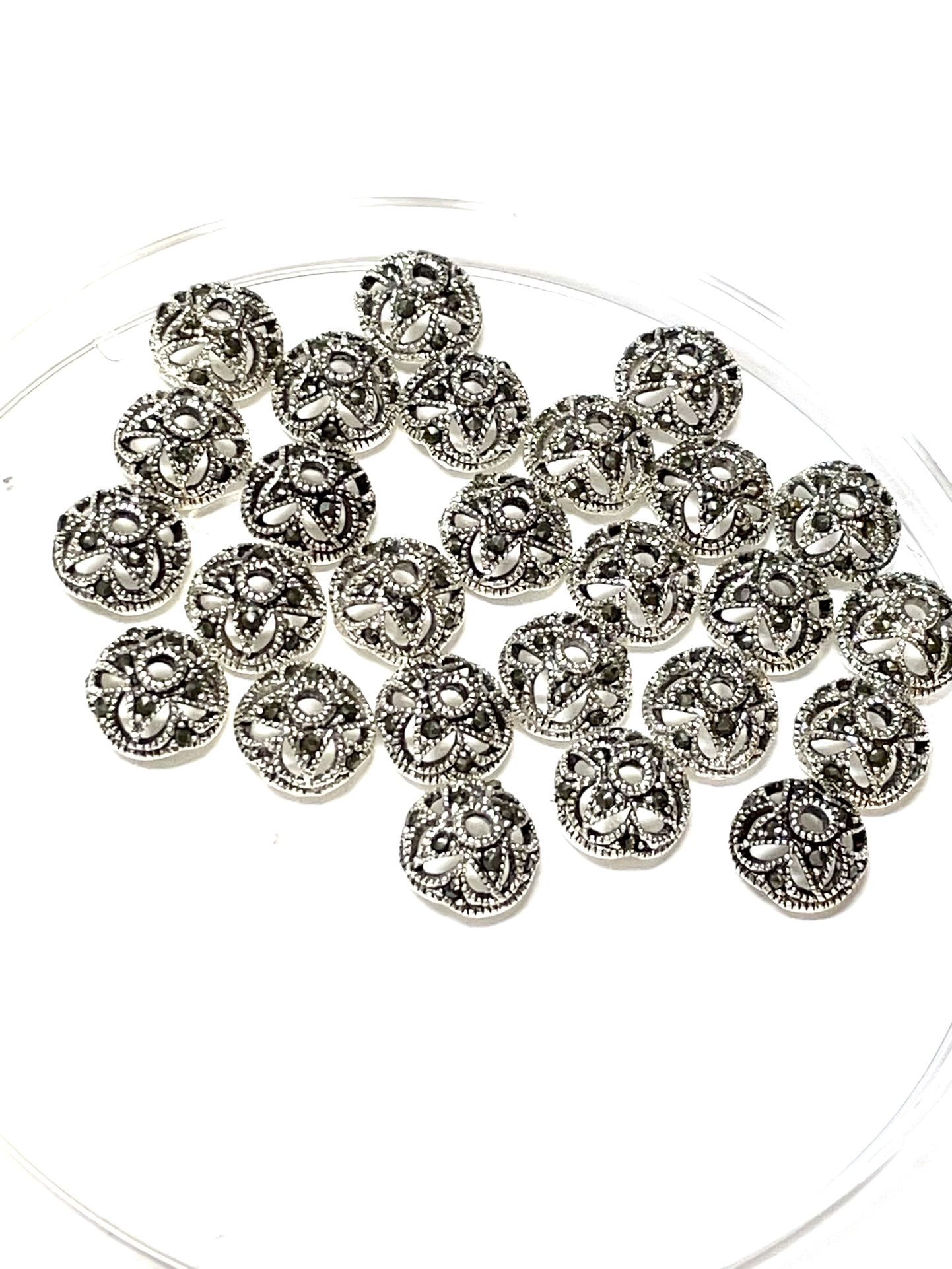 Sterling Marcasite Bead Caps