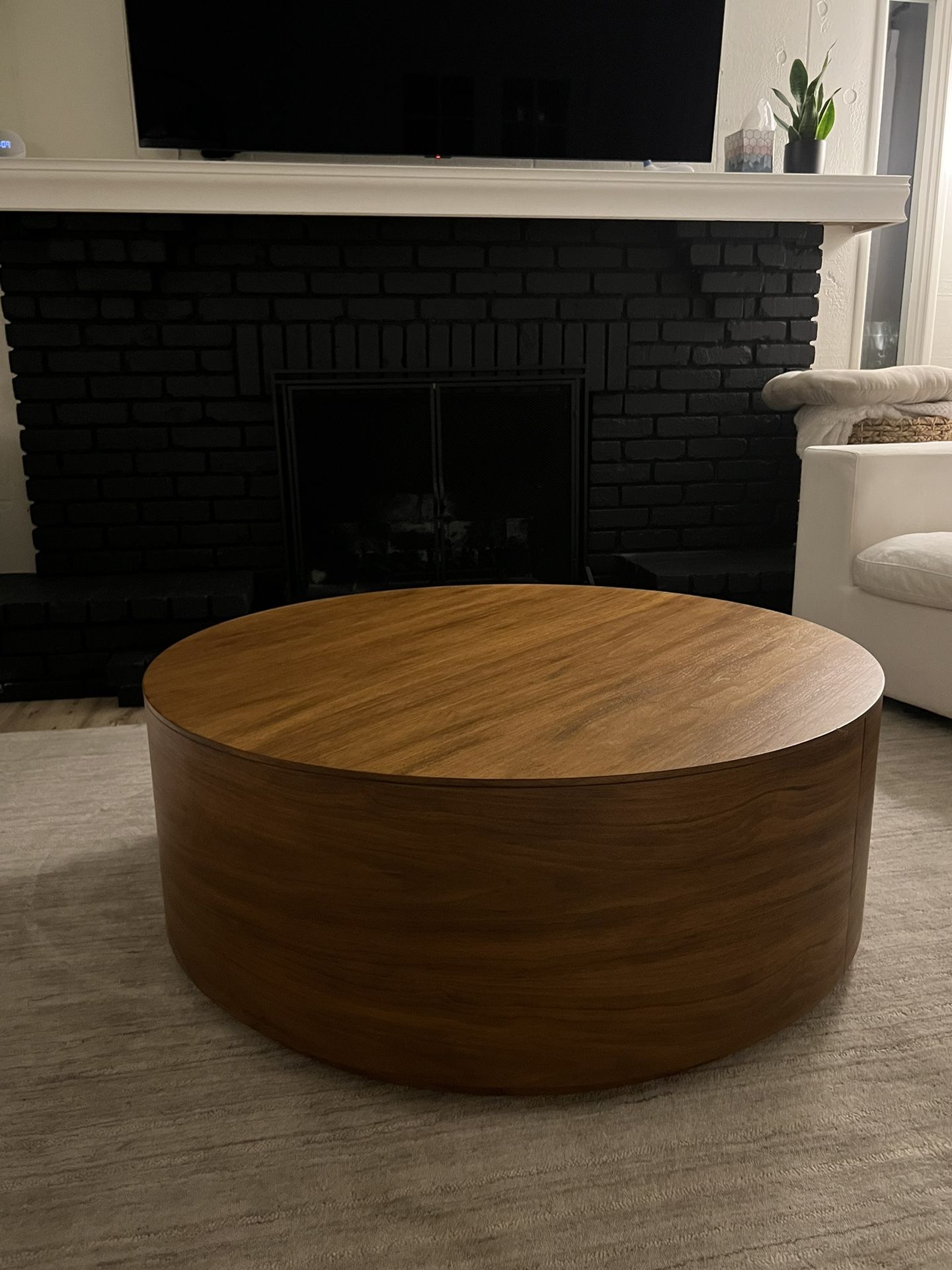 West Elm Volume Round Drum Coffee Table (44") - Wood