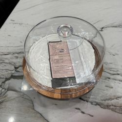 Wood Cake Stand W Dome Lid; Charcuterie Board (Reversible) - Pompano Beach - READ DESCRIPTION