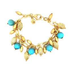 Etrusca 925 Vermeil Turquoise Charms Bracelet 