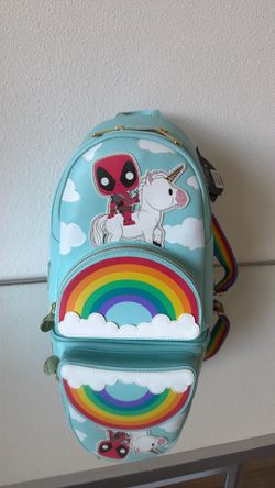 Loungefly Marvel Pop! Deadpool 30th Anniversary Unicorn Rainbow Mini Backpack