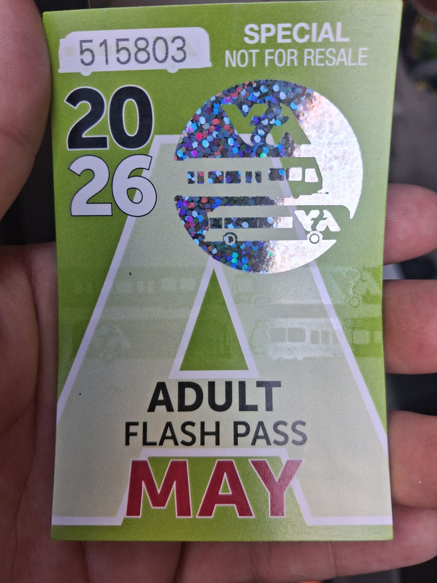 Adult monthly bus pass (May)