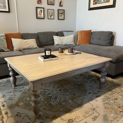 Rustic Oversized Wood Coffee Table 52”l x 40”w x 19”h