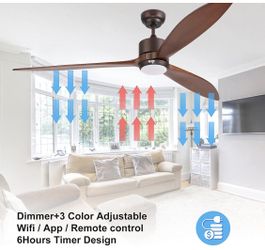 Brand new reiga 65 Inch Smart Wood Ceiling Fan with Light and Remote Control