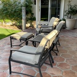 Outdoor Patio Set Aluminum Sunbrella Fabric Cushions Covers Chairs Table Ottoman Potterybarn Crate & Barrel Restoration Hardware Furniture Phoenix