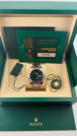 2026 Rolex Date Just 41mm 126334 Green Ombré New and Unworn