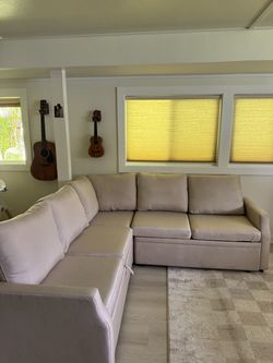 L-Shaped Sectional | Pull Out Bed + Storage