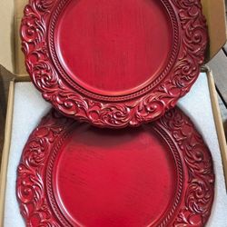 Set of 6 Red Charger Plates13"Inch, Plate Chargers for Dinner Plates