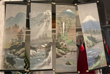 Japanese Hanging Scroll Paintings Set of 4