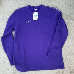 Nike purple crewneck sweatshirt with white stripe detailing on the sleeves nike size medium