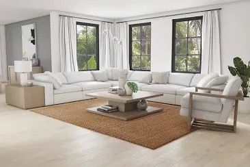 City Furniture - Nixon | Upholstere Living Room Fabric 6 Piece Modular Sectional | White
