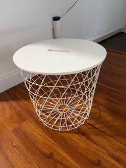 White Wire Basket Side Table (IKEA)