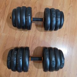 Adjustable Dumbbell Set. 8 plates 3 kg. 4 plates 2.5 kg. 4 plates 1.25 kg. Total 39 kg. ( around 85 lb.)