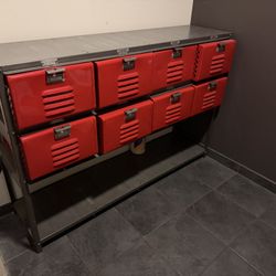  Custom Vintage Steel Basket Locker - Red / Steel Made By SteelSantos In Los Angeles