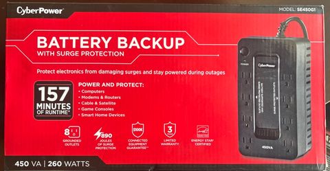 CyberPower 450VA/260W Battery Backup UPS- Surge Protector