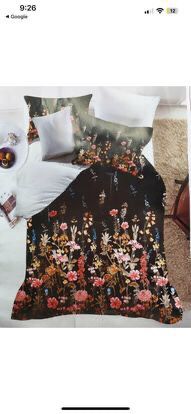Leadtimes Boho Duvet Cover Set King Size Floral Black Flowers Comforter Thumbnail