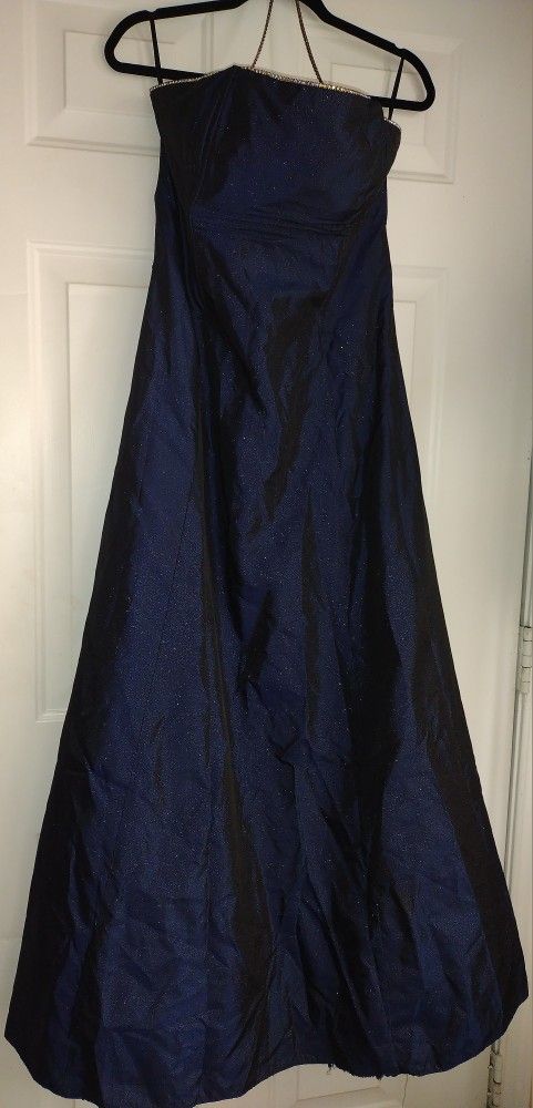 Gunne Sax Jessica McClintock Formal Dress Dark Purple Metallic Jeweled Straps Size 13