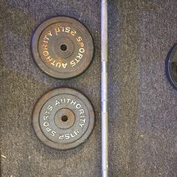 Bench press Bar And Two 25 Pound Weights