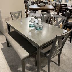 Dining Set Table With 4 Chairs & Bench