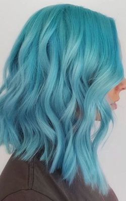 Wavy Wig Synthetic Heat Resistant 12 Inch Teal Light Blue