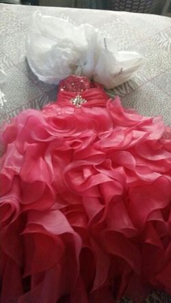 Pageant ruffle hot pink dress