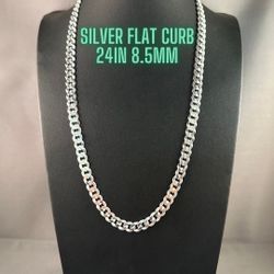 Silver flat curb chain 