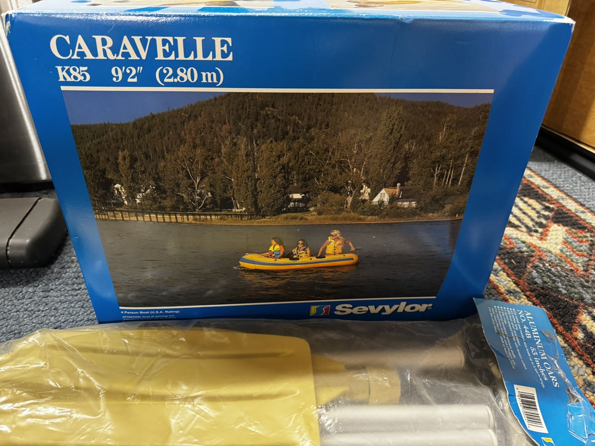 New Inflatable Boat, Oars And Life Vests