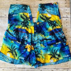 Rainbow Tropical Hawaiian Print Rayon Wide-Leg Lounge Pants