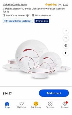 New 12 piece Corelle Glass Dinnerware Set