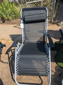Style Selections Black Steel Frame Stationary Zero Gravity Chair with Grey Sling Seat