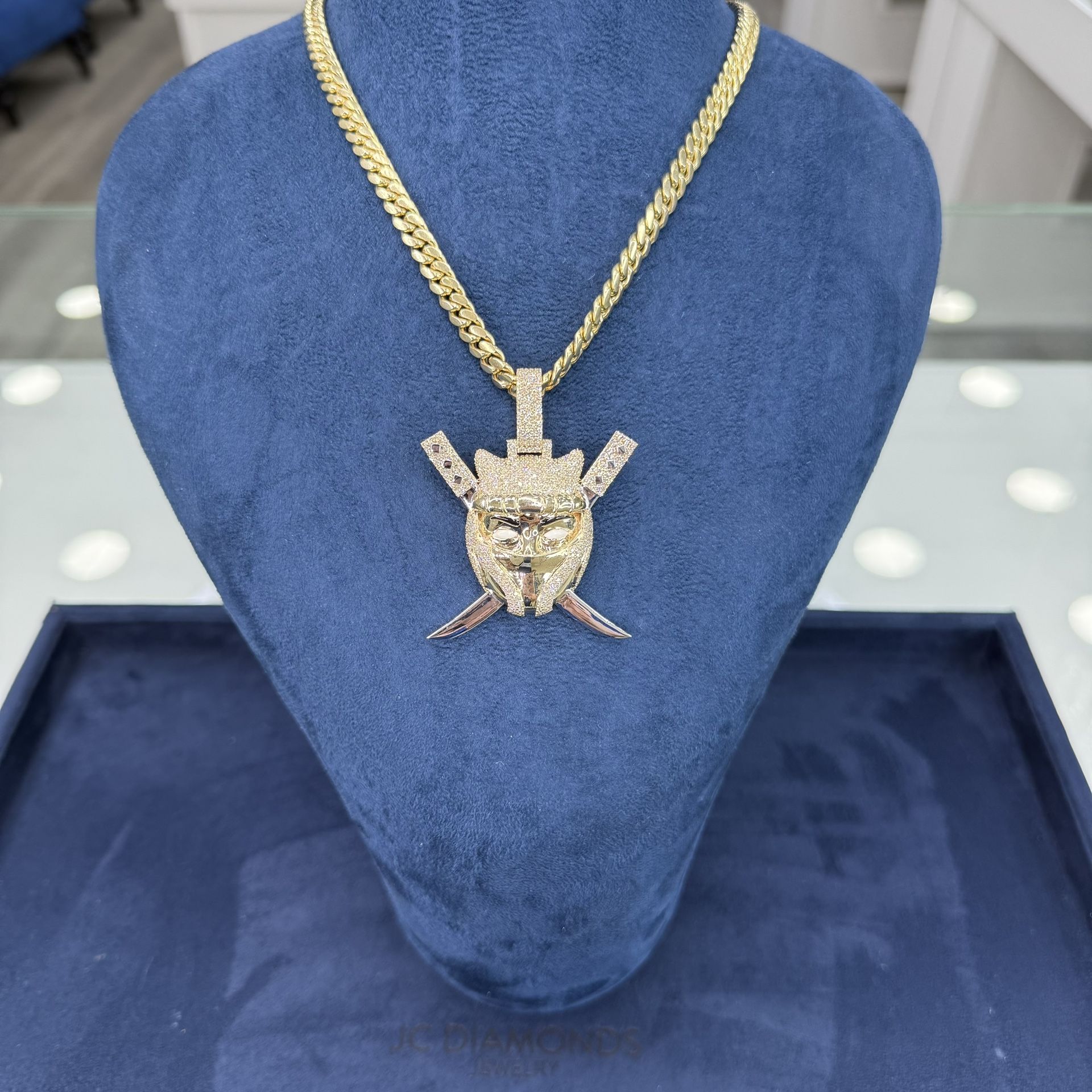 Pendant Ninja 🥷 Diamonds Real And Gold 2,5 Inch High