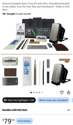 Demon Complete Basic Tune Kit with Wax- Everything Needed to do a Basic Tune for Skis and Snowboard