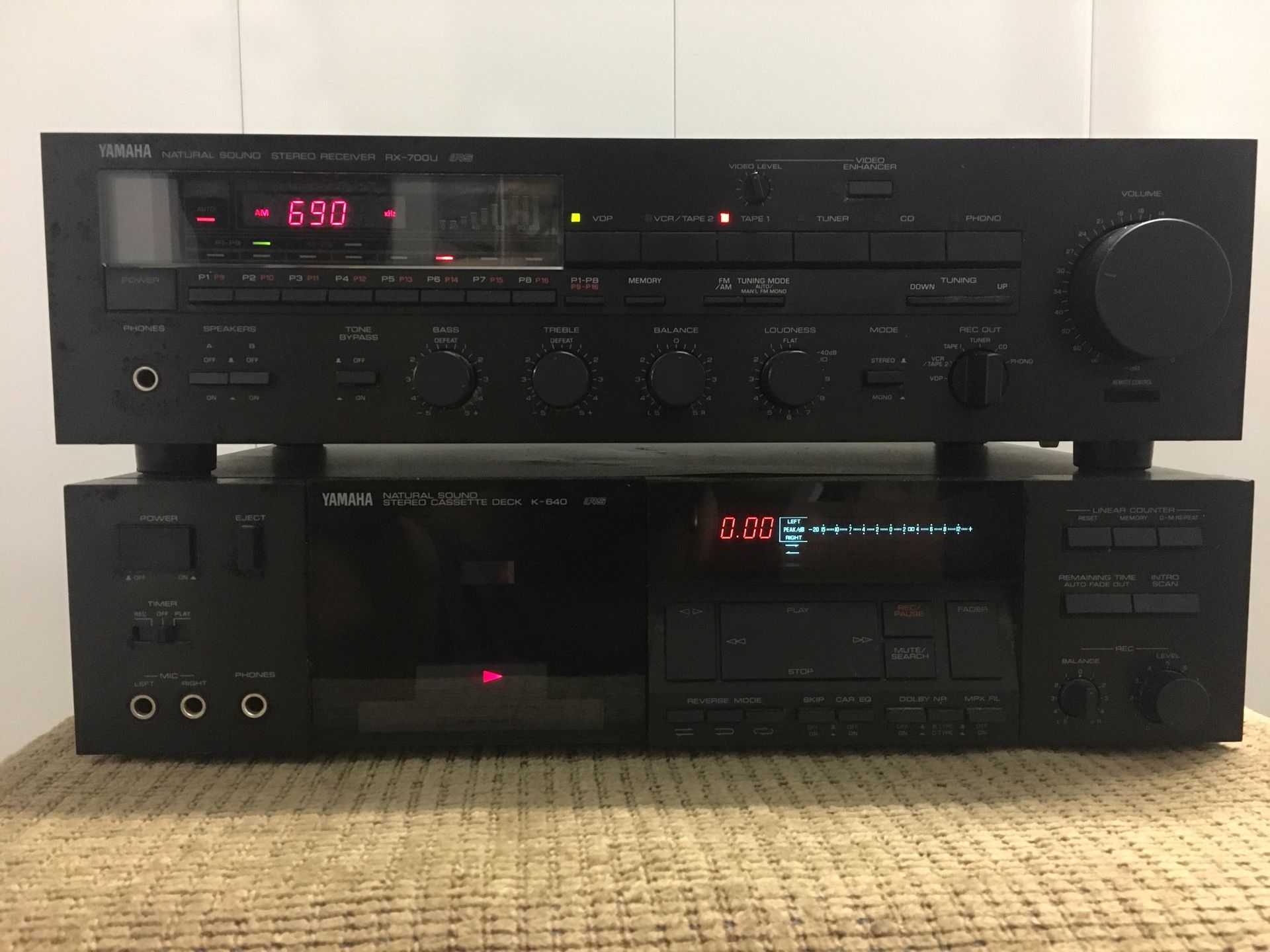 Yamaha K-640 Vintage Cassette Deck and Yamaha Yamaha RX-700U Stereo Receiver