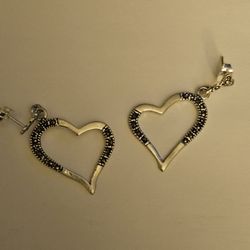 Sterling Silver 925 Heart Earrings 