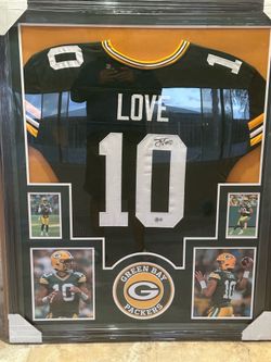 Framed Autographed/Signed Jordan Love 34x42 Green Bay Green Jersey Beckett COA