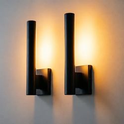 LED Wall Sconce 2-Pack,Black Aluminum 16in LED Linear, Frosted Diffuser