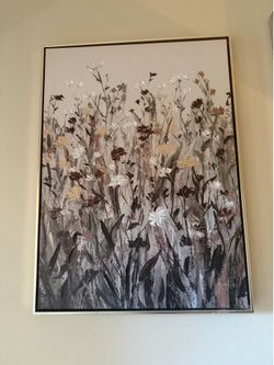 Floral Acrylic Painting with Gold Frame